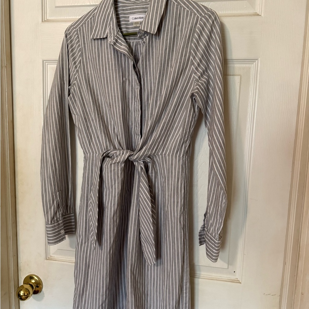 Calvin Klein Striped Long Sleeve Dress